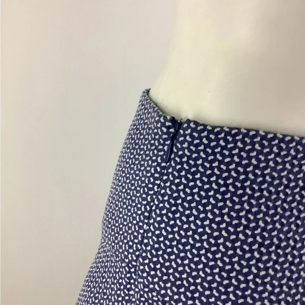 J McLaughlin Sz 2 Mini A-Line Dotted Skirt Blue Cotton Spandex Textured